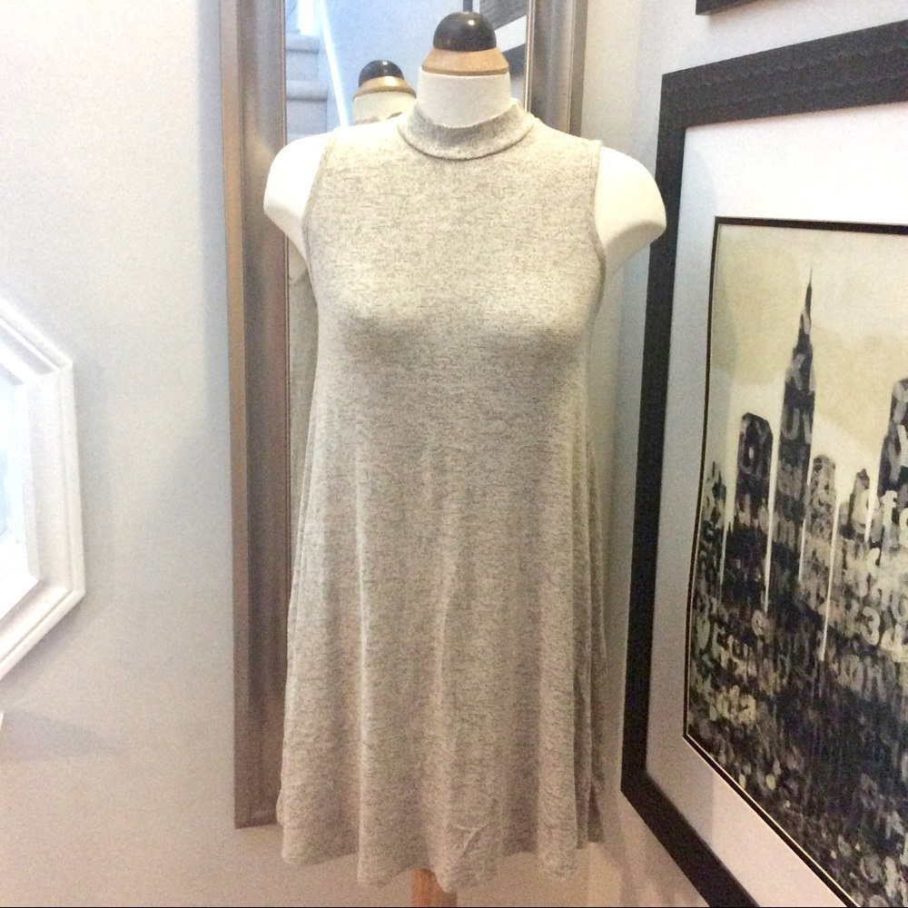 Acemi light sweater mini grey turtleneck dress